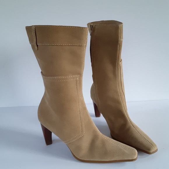 Nicole tan suede calf height square toe bo… - Picture 1 of 7